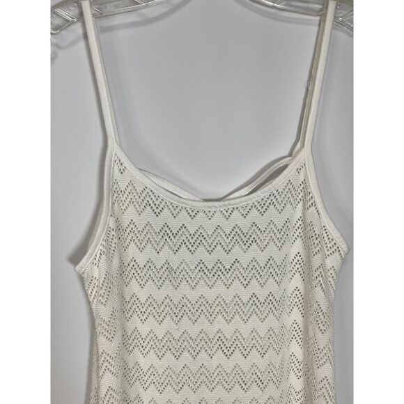 Women's Criss Cross Lace Tank Dress Swimsuit Beach Swim Cover Up White Medium - Picture 3 of 6